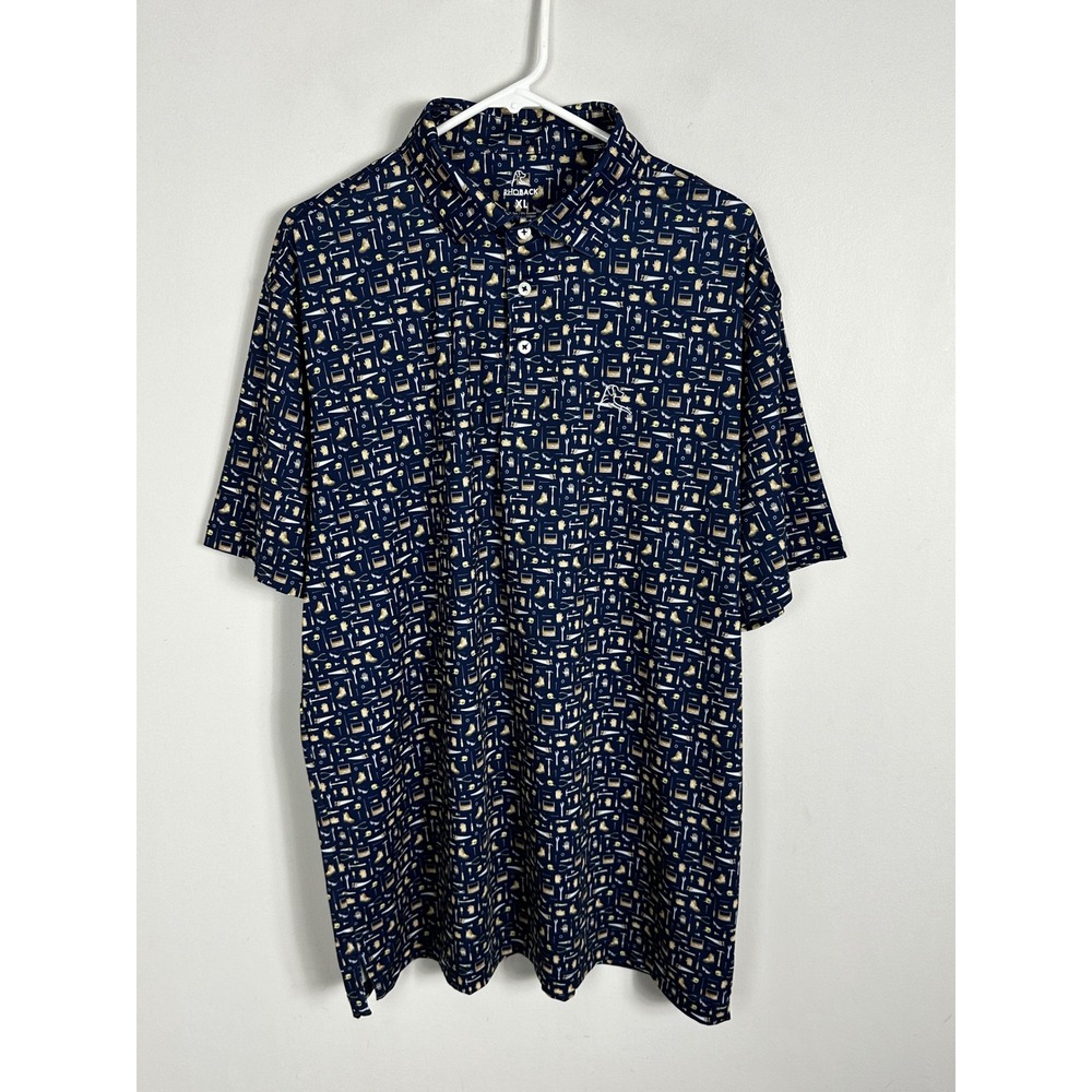 Rhoback Printed Short Sleeve Polo Shirt Mens Size XL Golf Tennis‎ Pickleball Tee